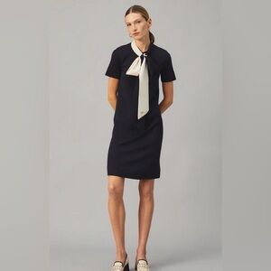 Tory Burch Black and White Tie Front Sheath Mini Dress